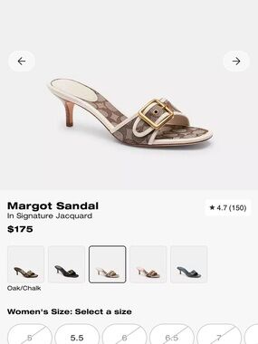 Coach Margot Jacquard Kitten heeled Sandal in Oak and Chalk